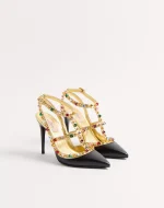 Valentino Rockstud Calfskin Pumps With Cabochon And 100Mm Crystals - Image 6